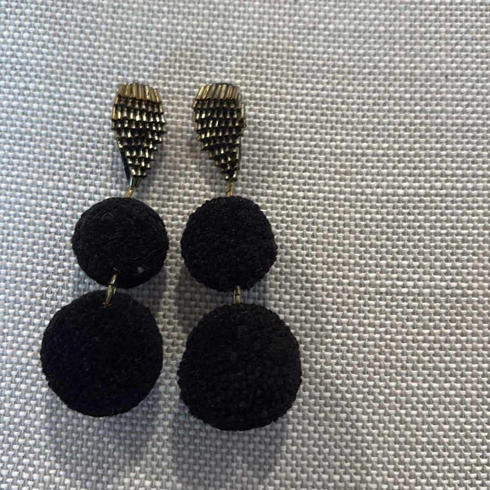 Mignonne Gavigan Black Pom Pom Earrings